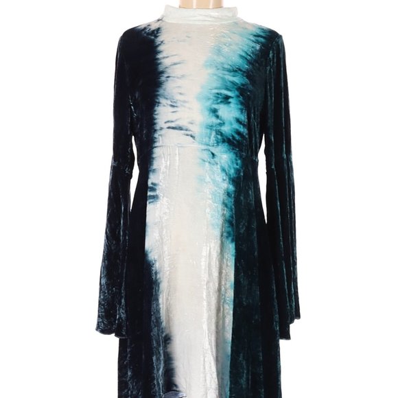 Chaser Dresses & Skirts - Chaser Velvet Mock Neck Flouncy Dress M Tie Dye